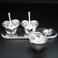 52551 - PLAIN RECT. TRAY WITH 3/BOWL & 3 SPOONS